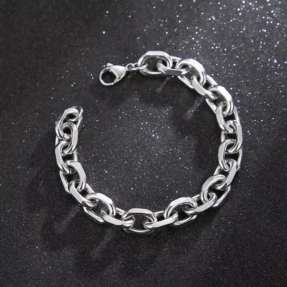 10mm Stainless Steel Cuba O-Chain Men Bracelet - Picture 4 of 6